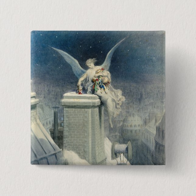 Bóton Quadrado 5.08cm Noite de Natal (Frente)