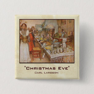 Bóton Quadrado 5.08cm Noite de Natal de Carl Larsson