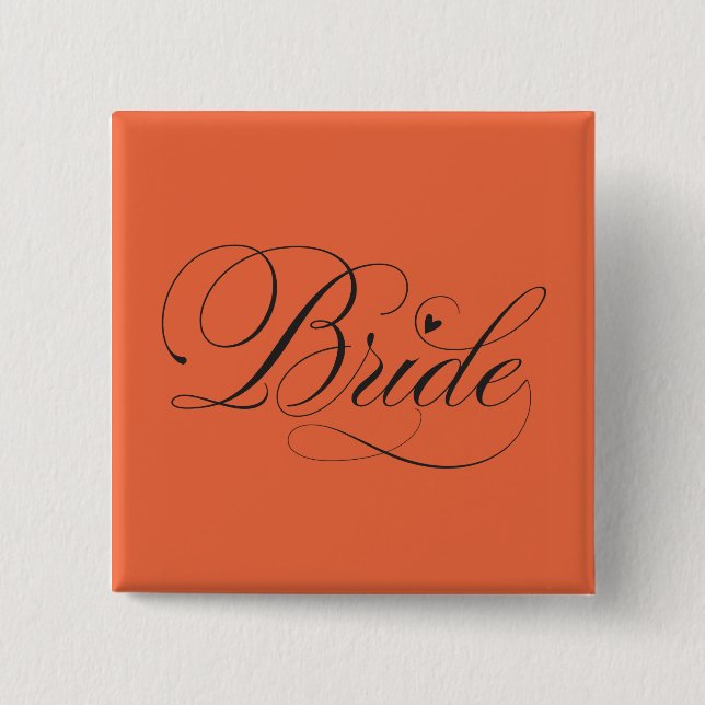 Bóton Quadrado 5.08cm Noiva com coração (Frente)