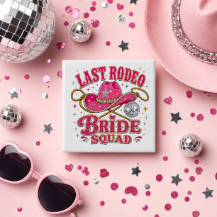 Bóton Quadrado 5.08cm Noiva da Última Festa de Rodeio Esquadra da Cowgir
