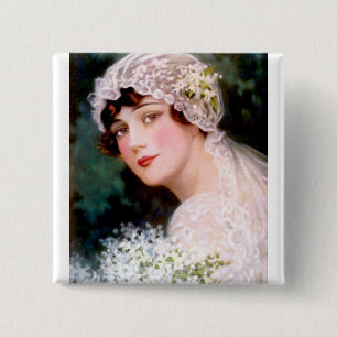 Bóton Quadrado 5.08cm Noiva de 1915