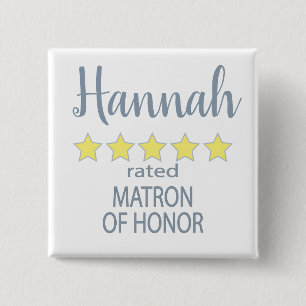 Bóton Quadrado 5.08cm Noiva e Cortejo 5 Estrelas Dama de Honra