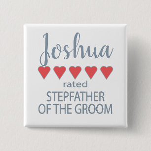 Bóton Quadrado 5.08cm Noiva e Cortejo de Casamento 5 Coração Padrasto do