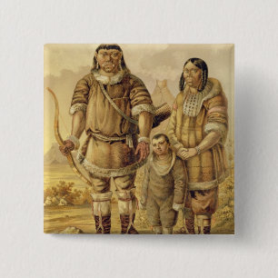 Bóton Quadrado 5.08cm Nómadas de Chukchi, gravados por Winckelmann e po