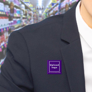 Bóton Quadrado 5.08cm Nome Comercial e Logotipo Botão Quadrado Roxo