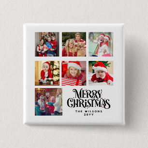 Bóton Quadrado 5.08cm Nome da Família de Colagem de Fotos Personalizada 