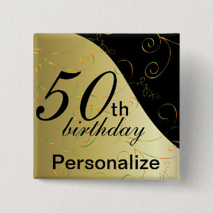 Bóton Quadrado 5.08cm Nome de DIY & aniversário da idade