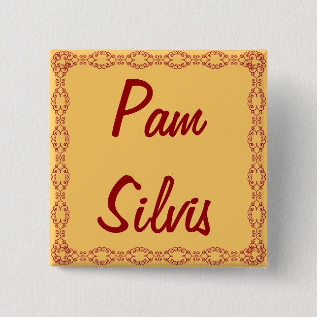 Bóton Quadrado 5.08cm Nome de etiqueta/botão personalizados/Pin (Frente)