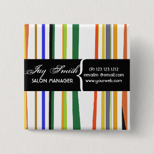 Bóton Quadrado 5.08cm Nome de etiqueta colorido