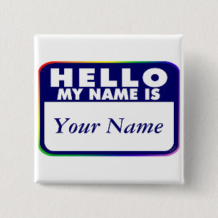 Bóton Quadrado 5.08cm Nome de etiqueta - criar seus próprios