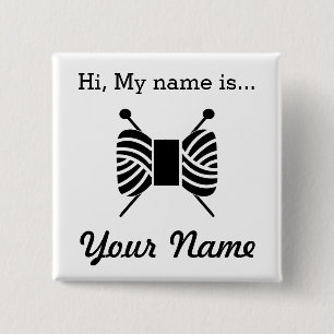 Bóton Quadrado 5.08cm Nome de etiqueta de Artesanato de tricô