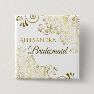 Bóton Quadrado 5.08cm Nome de etiqueta de Casamento de Bridesmaid, Amigo