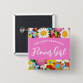 Bóton Quadrado 5.08cm Nome de etiqueta de Casamento de Jardim das Flores