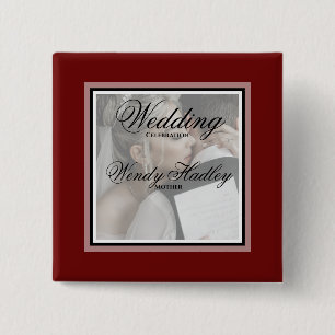 Bóton Quadrado 5.08cm Nome de etiqueta de casamento personalizável da Bu