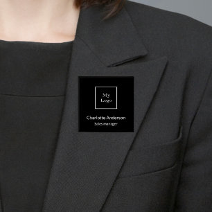 Bóton Quadrado 5.08cm Nome de etiqueta de funcionários do logotipo bran