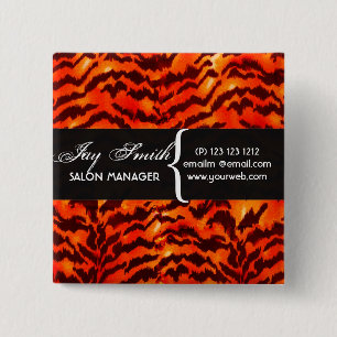 Bóton Quadrado 5.08cm Nome de etiqueta de padrões de Safari WildLife Mo