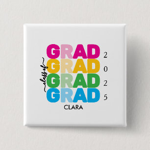 Bóton Quadrado 5.08cm Nome e Ano de Graduação Coloridos e Personalizados