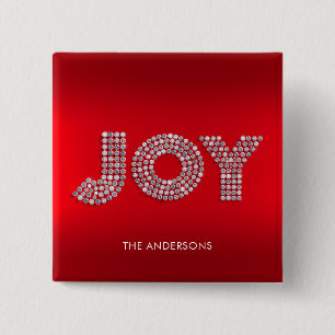 Bóton Quadrado 5.08cm Nome Personalizado da PIADA de Natal do Glitter Sp