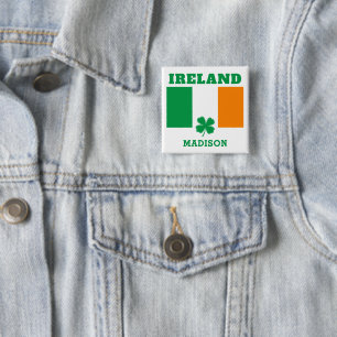 Bóton Quadrado 5.08cm Nome Personalizado Irlanda