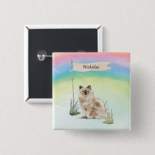 Bóton Quadrado 5.08cm Nome Personalizado Ragdoll Cat Pet