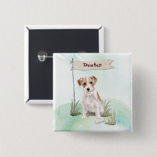 Bóton Quadrado 5.08cm Nome personalizado Wire Haired Jack Russell Pet Do