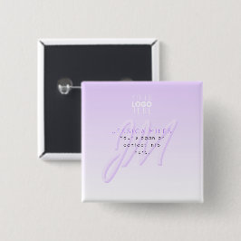 Bóton Quadrado 5.08cm Nome Profissional & Modelo de Slogan | Roxo Claro