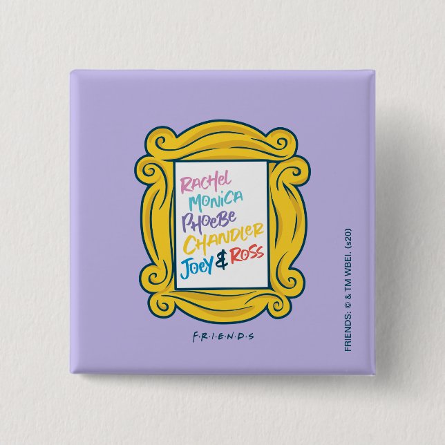 Bóton Quadrado 5.08cm Nomes AMIGOS™ em Peephole (Frente)
