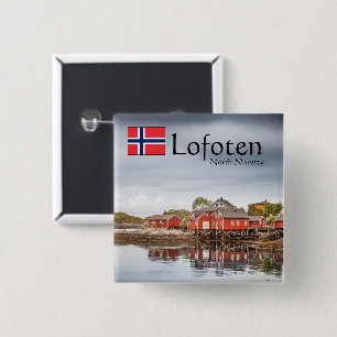 Bóton Quadrado 5.08cm Noruega Souvenir