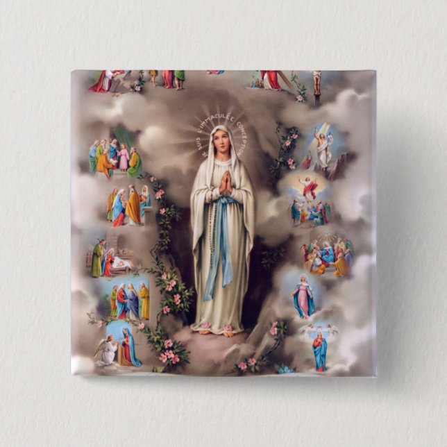 Bóton Quadrado 5.08cm Nossa senhora de Lourdes (Frente)