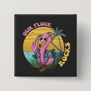 Bóton Quadrado 5.08cm Nossa Turma Balança Flamingo Groovy Retro