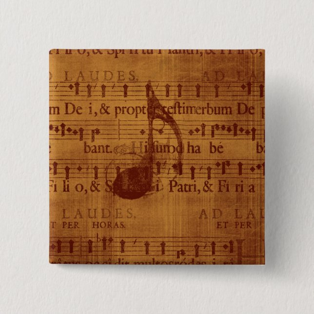 Bóton Quadrado 5.08cm Nota musical (Frente)