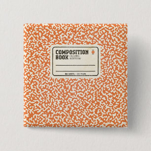 Bóton Quadrado 5.08cm Notebook de composição laranja