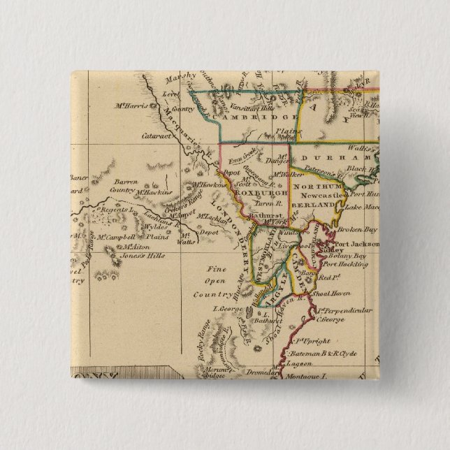 Bóton Quadrado 5.08cm Nova Gales do Sul (Frente)