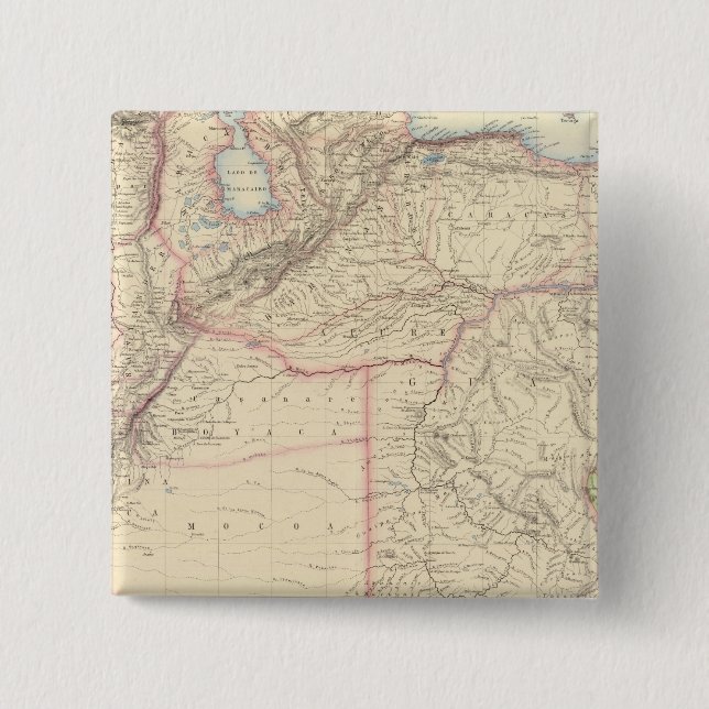 Bóton Quadrado 5.08cm Nova Granada e Venezuela (Frente)