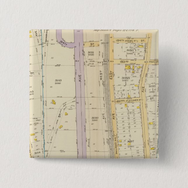 Bóton Quadrado 5.08cm Nova Iorque 17 (Frente)