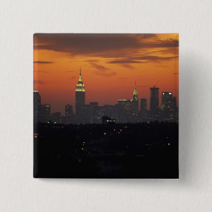 Bóton Quadrado 5.08cm Nova York, EUA. Horizonte de Manhattan