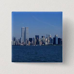 Bóton Quadrado 5.08cm Nova York, EUA. Horizonte de Manhattan central