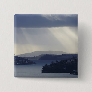 Bóton Quadrado 5.08cm Nova Zelândia, Otago, Dunedin, Eixos de Luz sobre