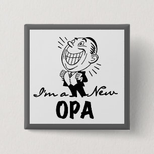 Bóton Quadrado 5.08cm Novas camisetas e presentes de avô sorridentes