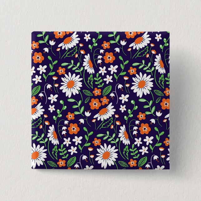 Bóton Quadrado 5.08cm Novas Flores Simples Presentes para Casa (Frente)