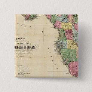 Bóton Quadrado 5.08cm Novo Mapa de Drew do Estado da Flórida