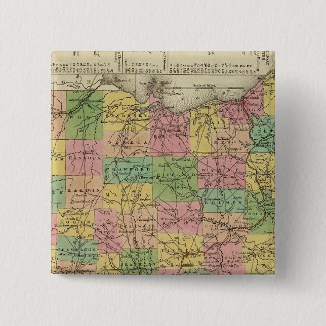 Bóton Quadrado 5.08cm Novo Mapa De Ohio 2 (Frente)
