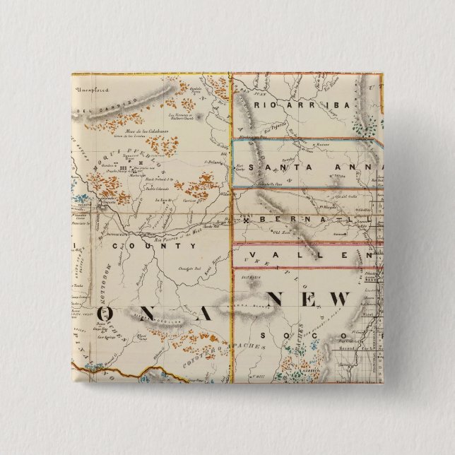 Bóton Quadrado 5.08cm Novo México, Arizona (Frente)