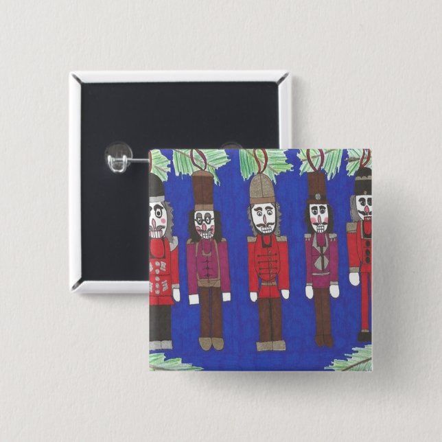 Bóton Quadrado 5.08cm Nozes de Natal (Frente & Verso)