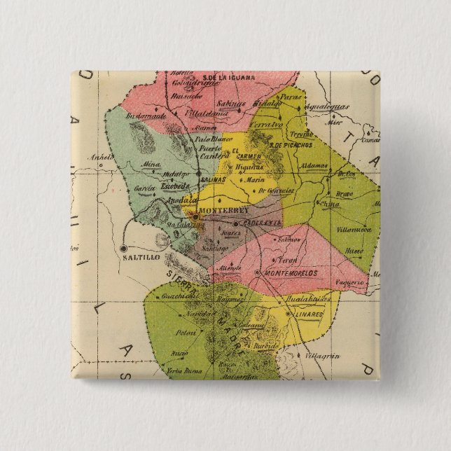 Bóton Quadrado 5.08cm Nuevo Leon, México (Frente)