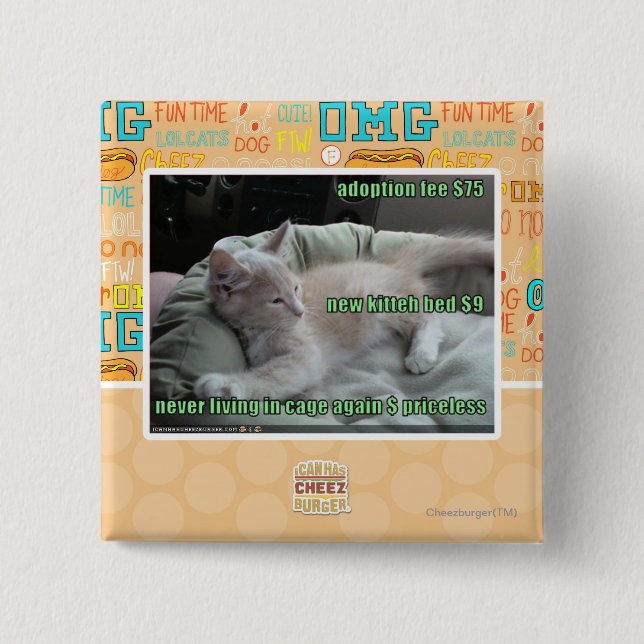 Bóton Quadrado 5.08cm Nunca vivendo em uma gaiola outra vez (Frente)