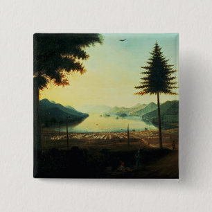 Bóton Quadrado 5.08cm O acampamento no lago George, New York, 1759 (óle
