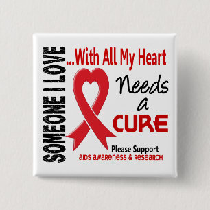 Bóton Quadrado 5.08cm O AIDS precisa uma cura 3
