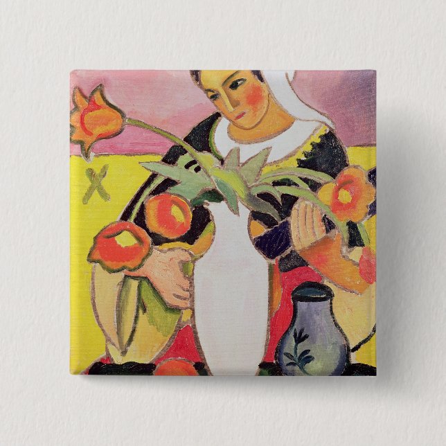 Bóton Quadrado 5.08cm O alaúde Jogador, 1910 (Frente)