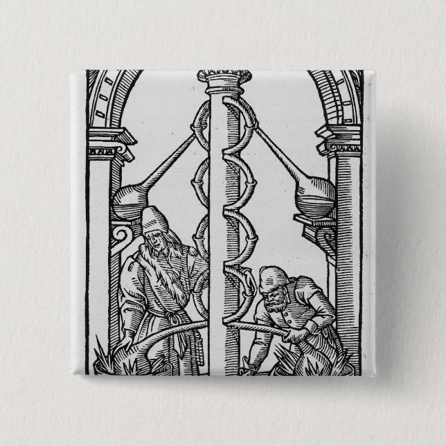 Bóton Quadrado 5.08cm O alquimista no trabalho (Frente)